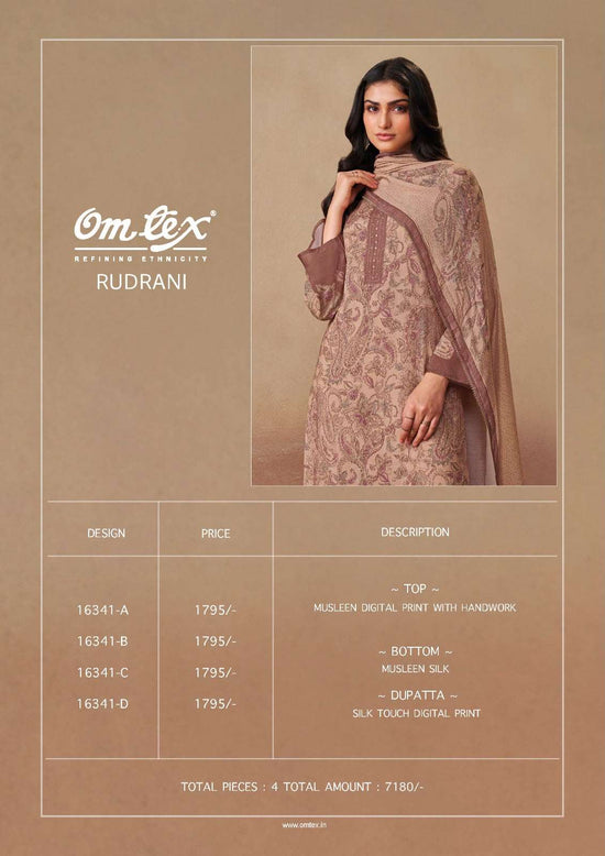 Omtex Rudrani Muslin Digital Print Handwork Dress Material