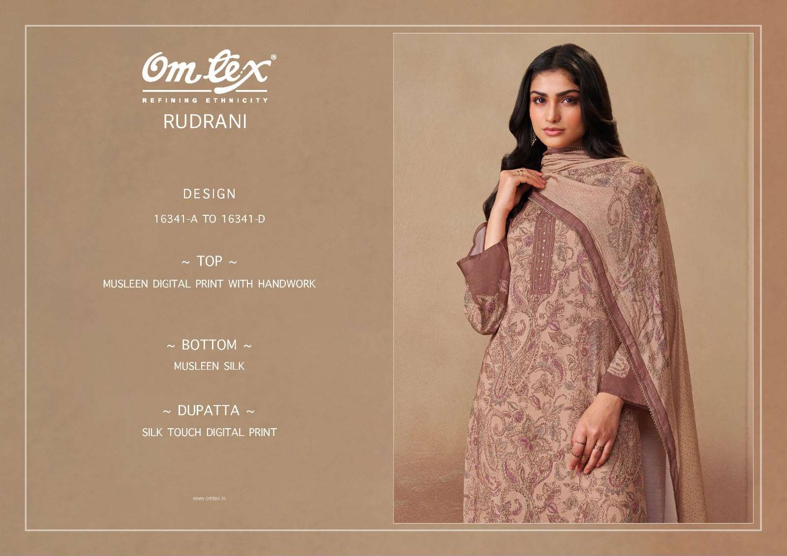 Omtex Rudrani Muslin Digital Print Handwork Dress Material
