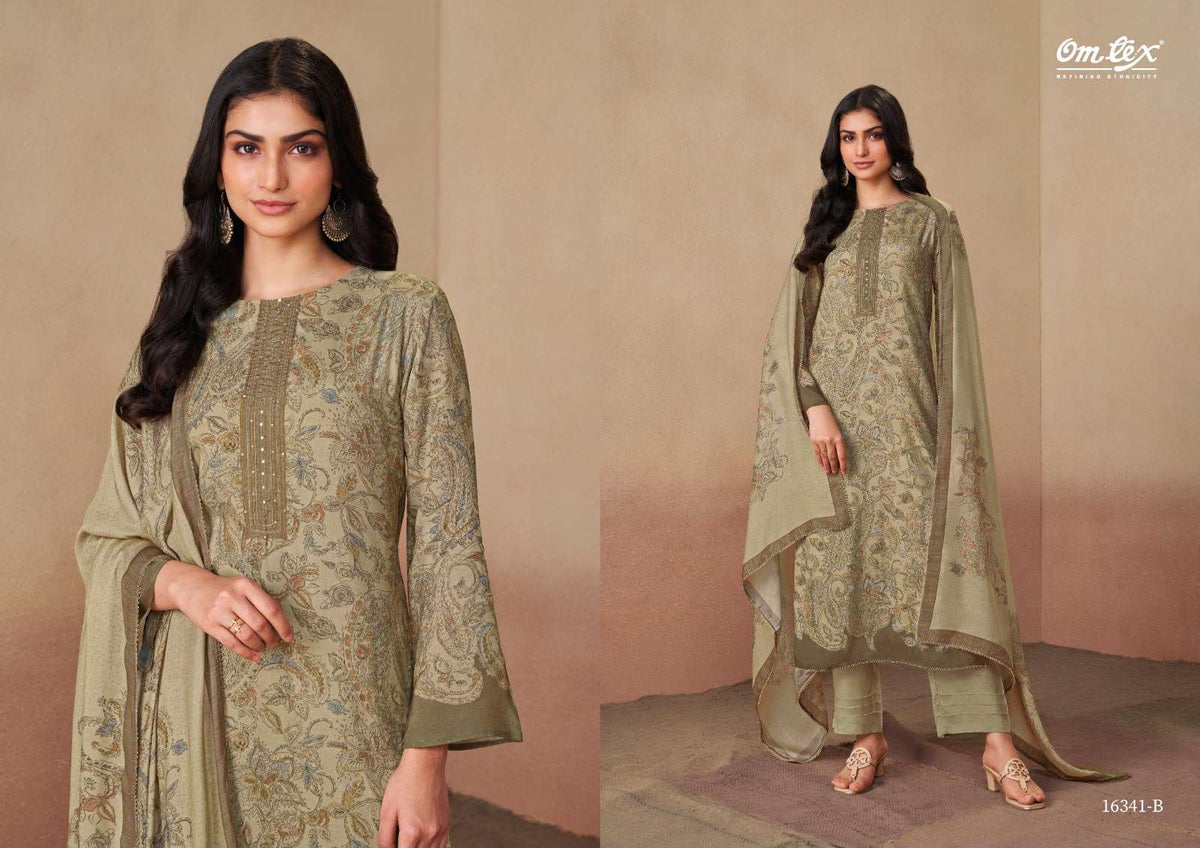 Omtex Rudrani Muslin Digital Print Handwork Dress Material - Amrah Wholesale
