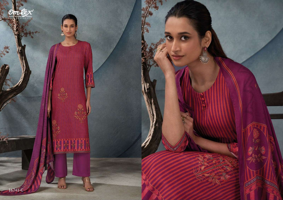 Omtex Ruh Pure Pashmina Digital Printed Dress Material