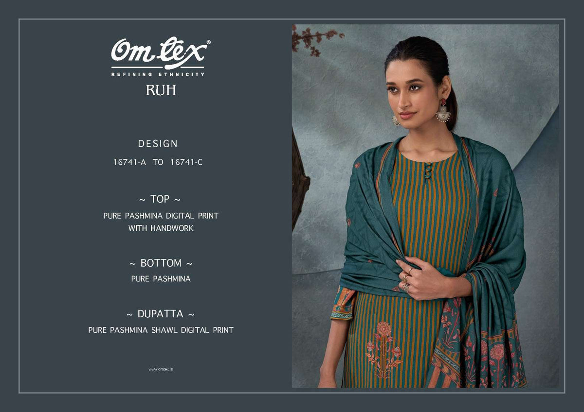 Omtex Ruh Pure Pashmina Digital Printed Dress Material