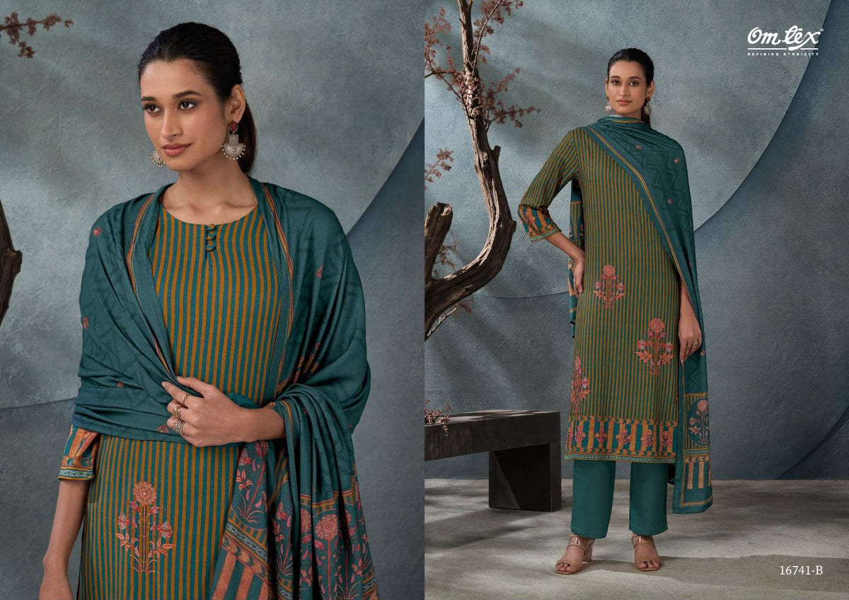 Omtex Ruh Pure Pashmina Digital Printed Dress Material
