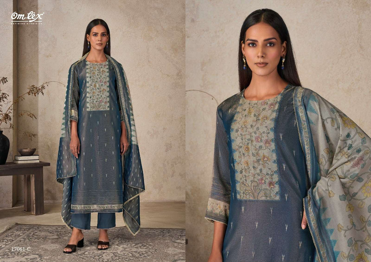 Omtex Samira Elora Checks Digital Print Dress Material