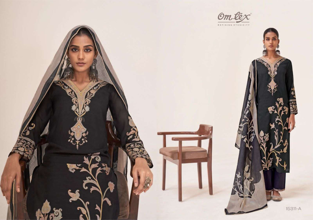 Omtex Sinhasan Pure Linen Jacquard Dress Material