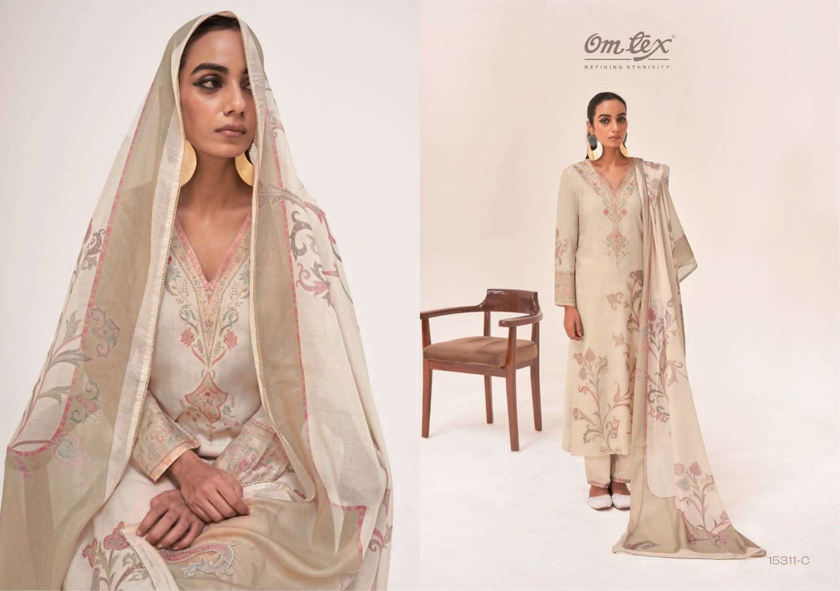Omtex Sinhasan Pure Linen Jacquard Dress Material