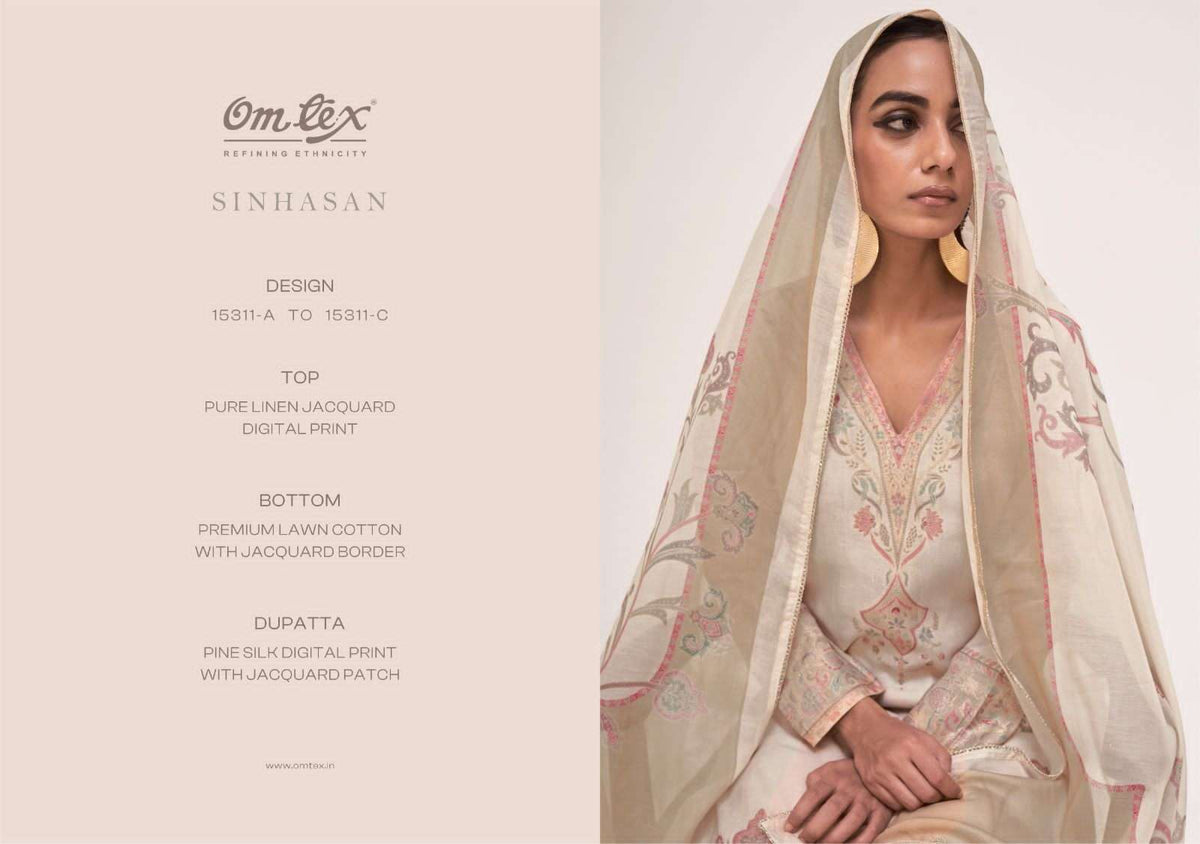Omtex Sinhasan Pure Linen Jacquard Dress Material