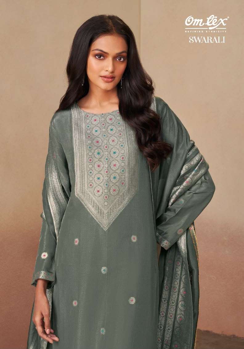 Omtex Swarali Premium Jacquard Silk Dress Material