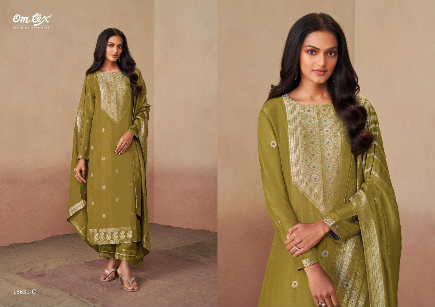 Omtex Swarali Premium Jacquard Silk Dress Material