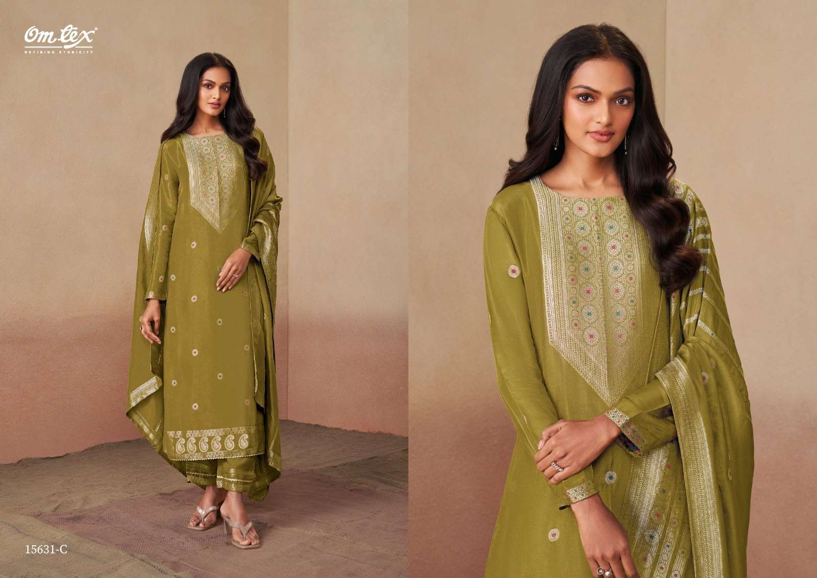 Omtex Swarali Premium Jacquard Silk Dress Material