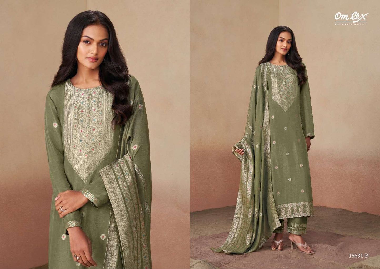 Omtex Swarali Premium Jacquard Silk Dress Material