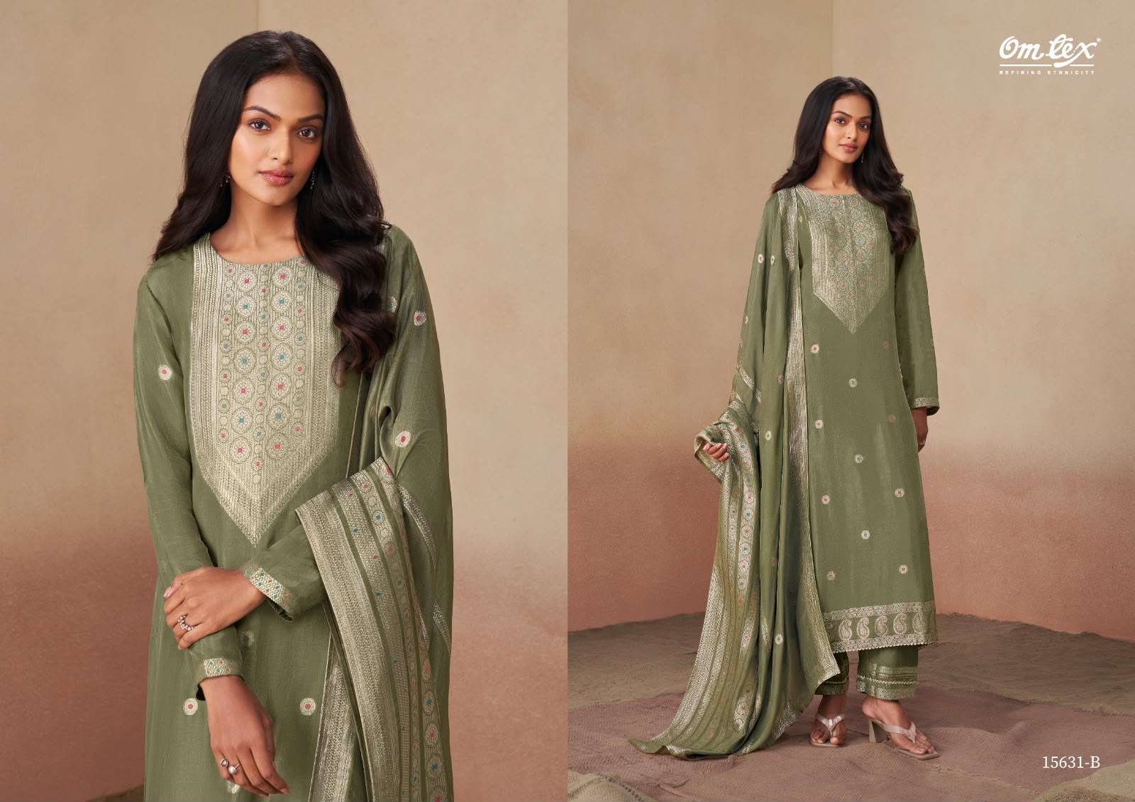 Omtex Swarali Premium Jacquard Silk Dress Material