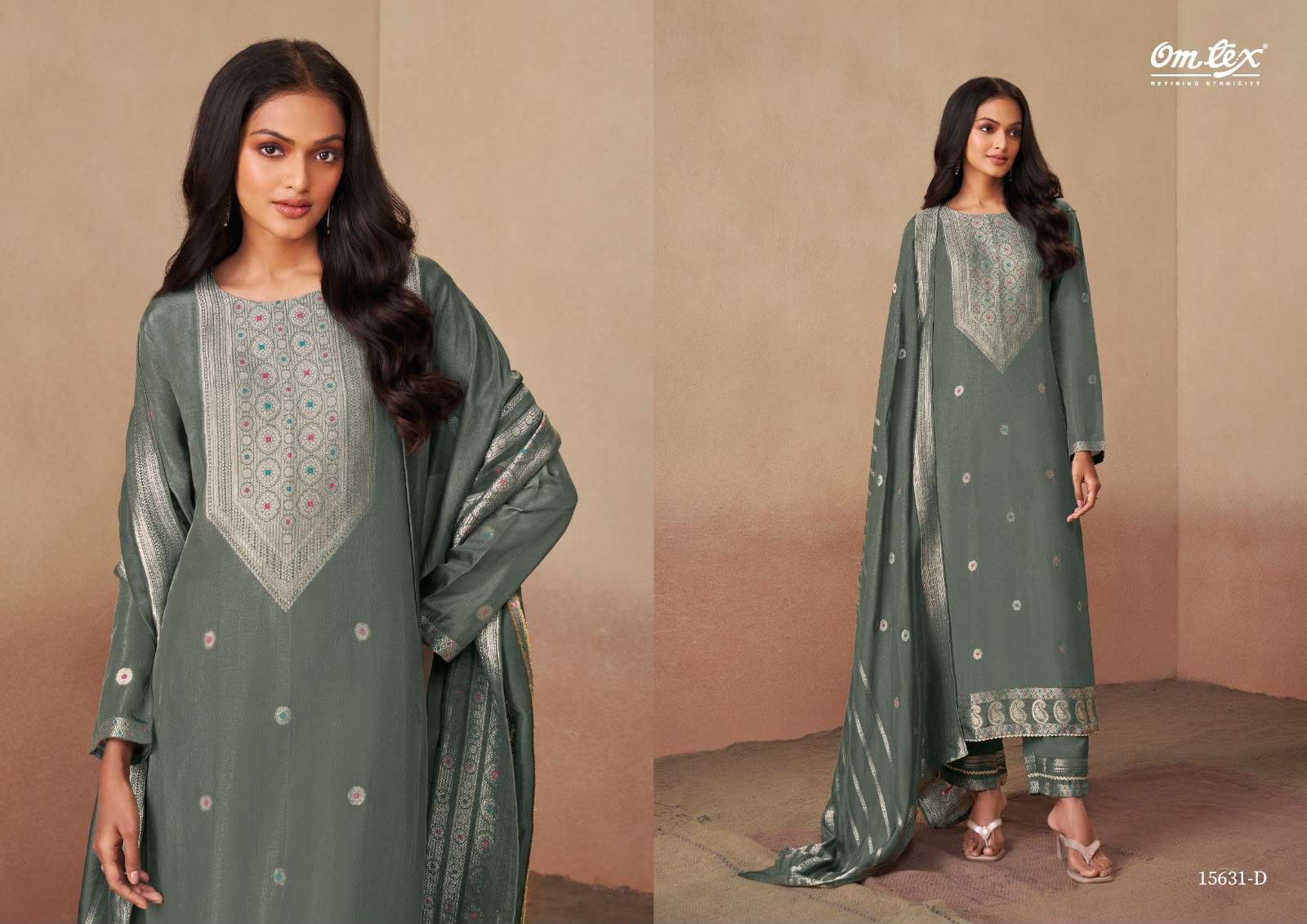 Omtex Swarali Premium Jacquard Silk Dress Material