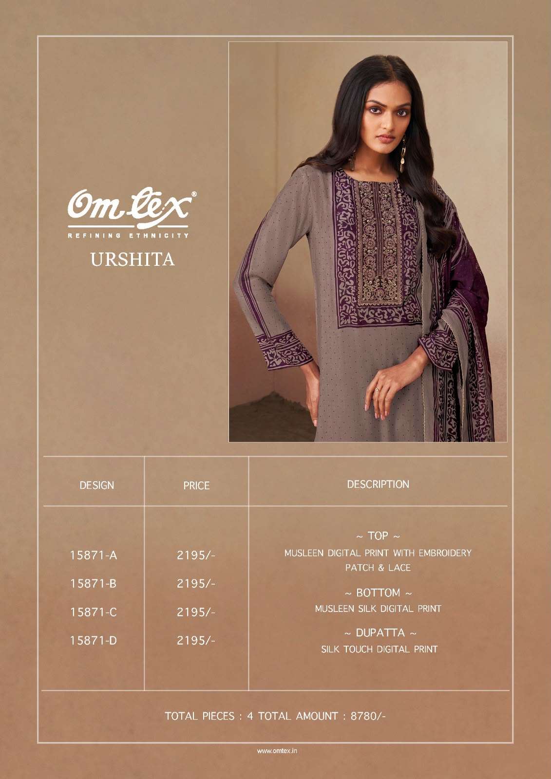 Omtex Urshita Premium Muslin Digital Print Dress Material