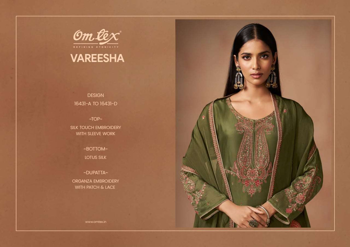 Omtex Vareesha Silk Touch Embroidered Dress Material