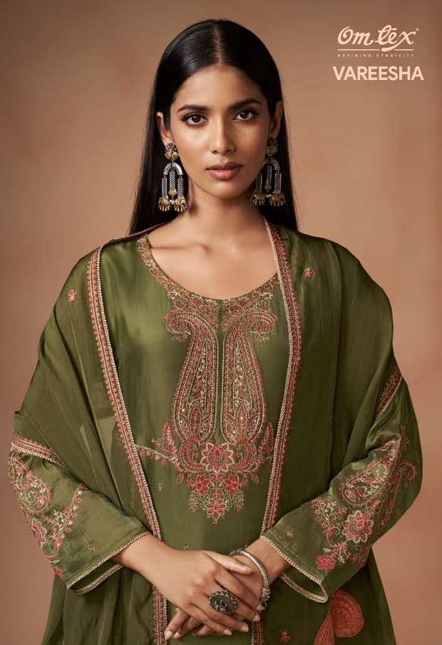 Omtex Vareesha Silk Touch Embroidered Dress Material