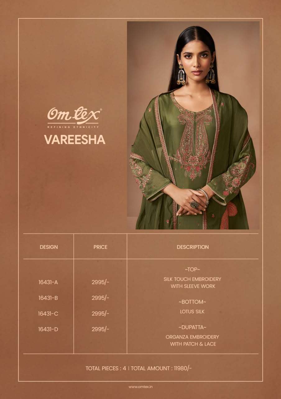 Omtex Vareesha Silk Touch Embroidered Dress Material