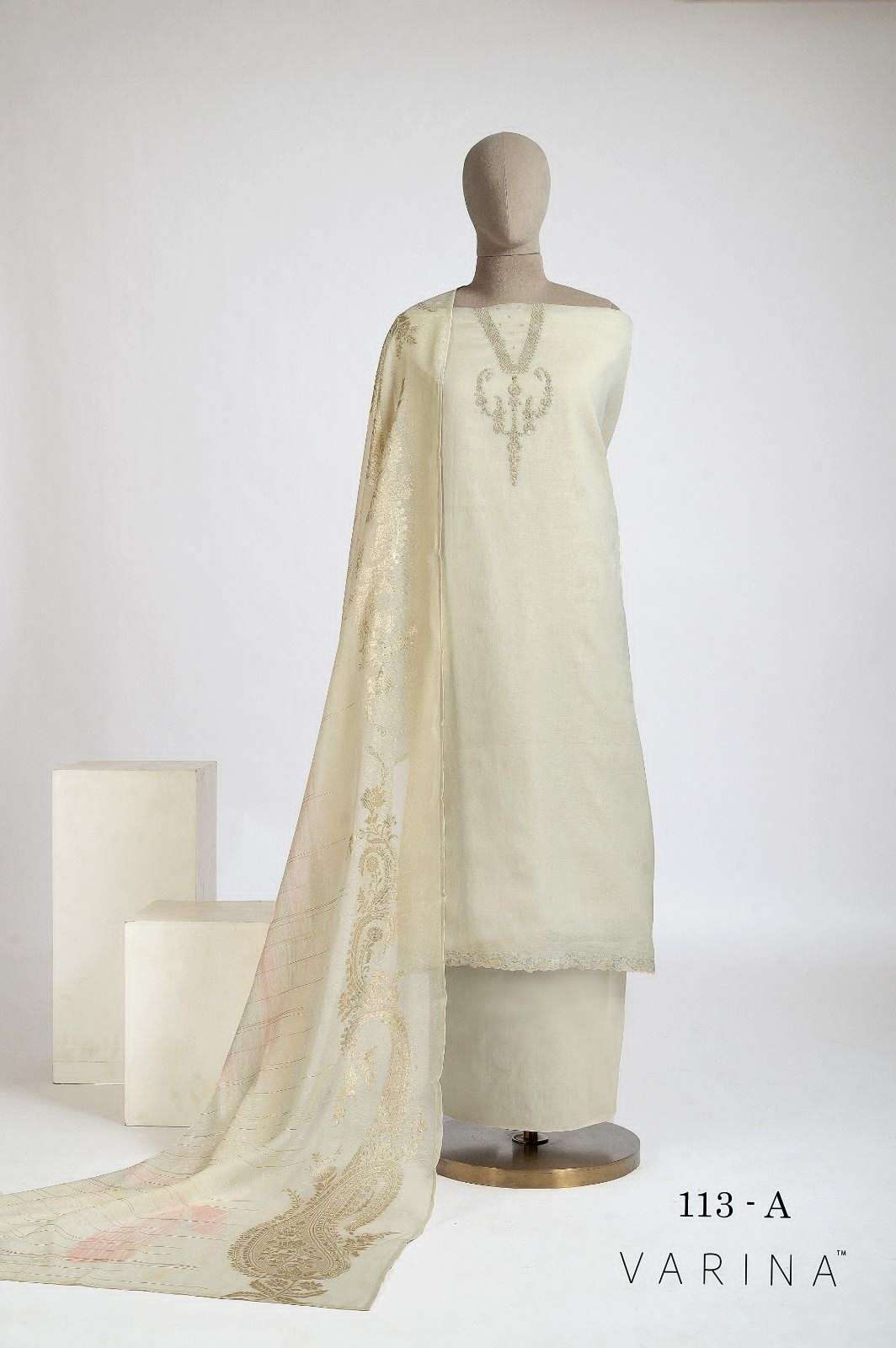 Omtex Varina D 113 Mal Chanderi Silk Dress Material - Amrah Wholesale