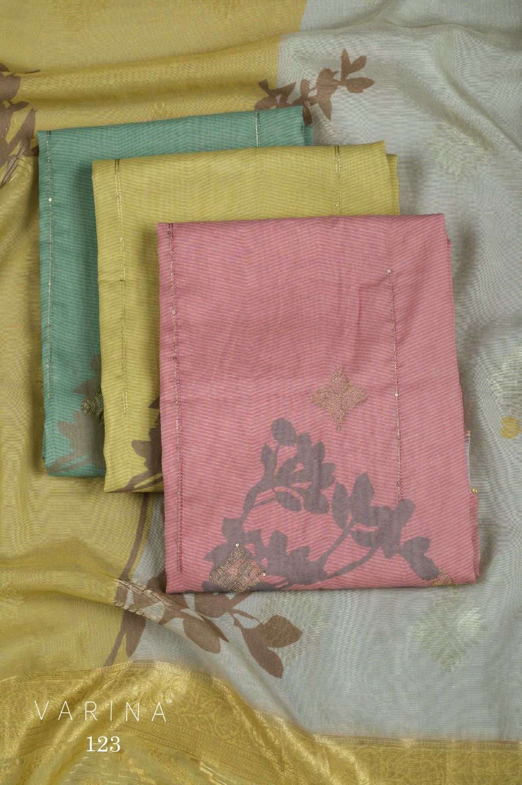 Omtex Varina D 123 Mal Chanderi Silk Dress Material - Amrah Wholesale