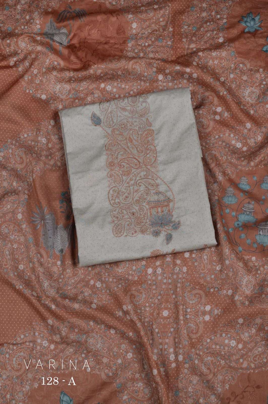 Omtex Varina D 128 Lawn Cotton Dress Material - Amrah Wholesale