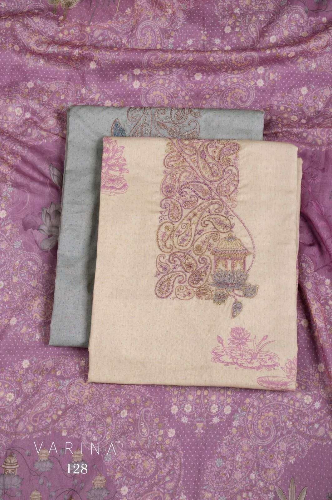 Omtex Varina D 128 Lawn Cotton Dress Material - Amrah Wholesale