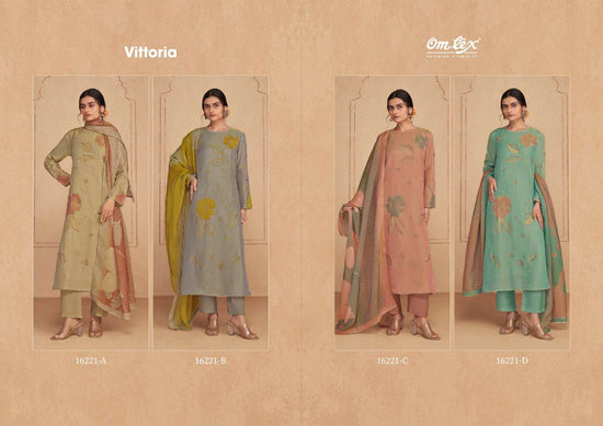 Omtex Vittoria Silk Tissue Satin Handwork Dress Material