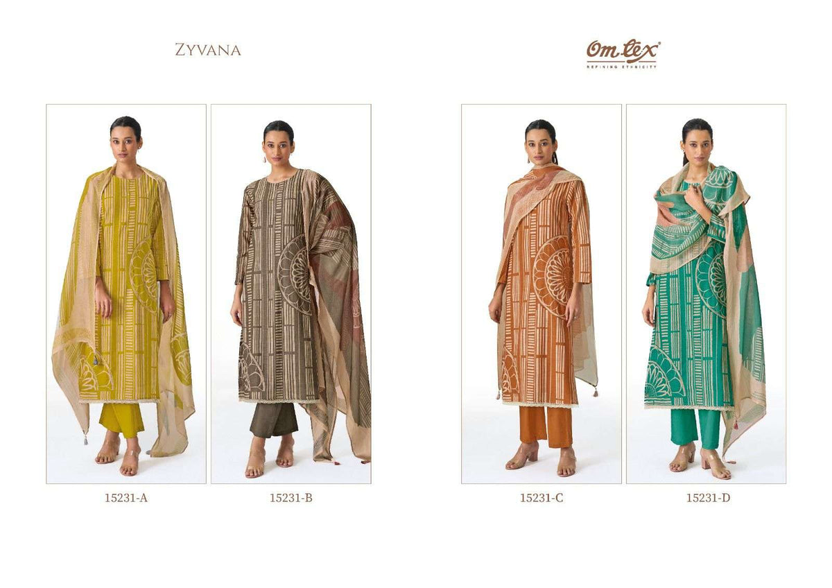 Omtex Zyvana Premium Lawn Cotton Dress Material - Amrah Wholesale