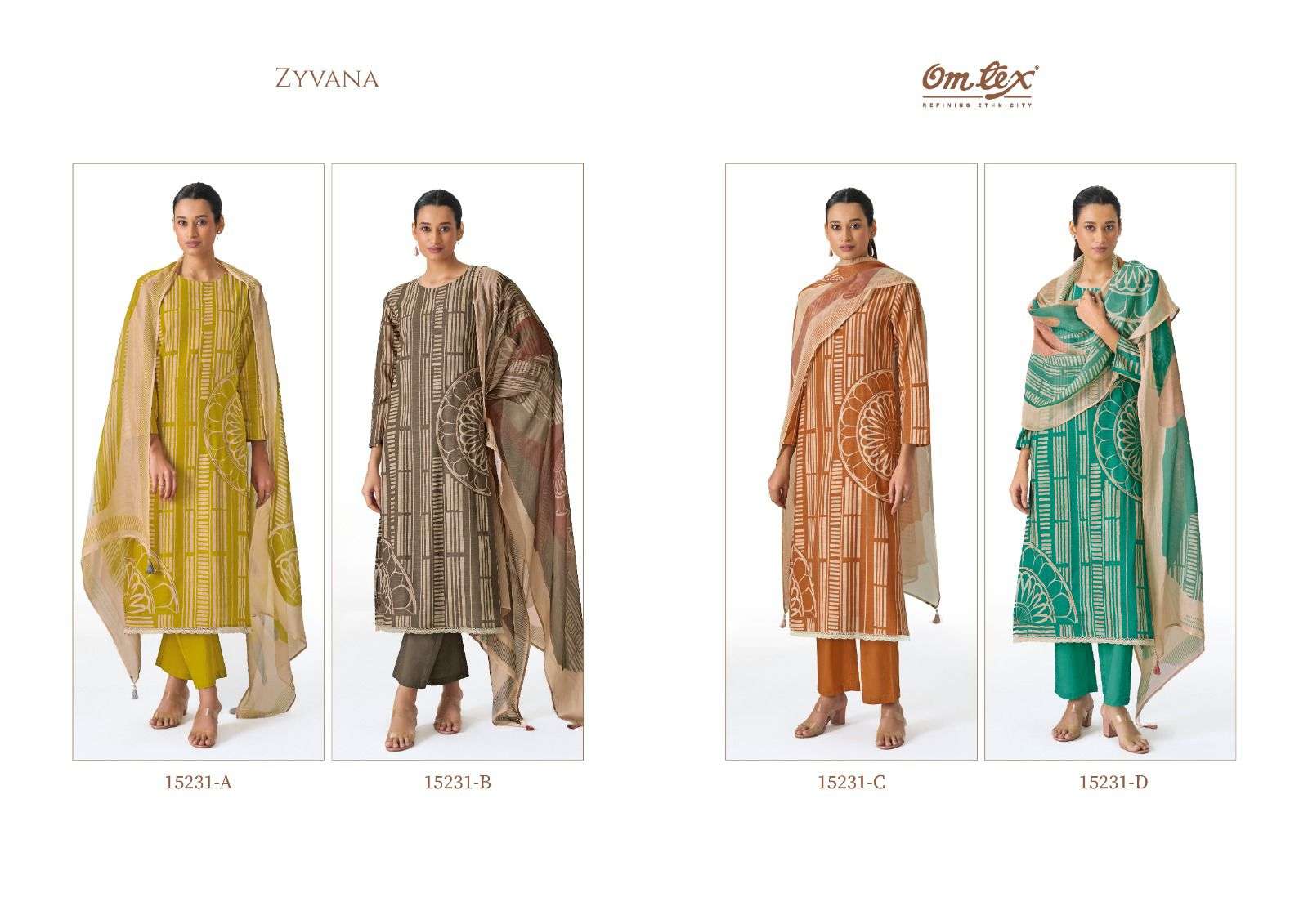 Omtex Zyvana Premium Lawn Cotton Dress Material - Amrah Wholesale