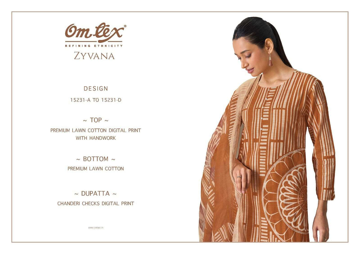 Omtex Zyvana Premium Lawn Cotton Dress Material - Amrah Wholesale