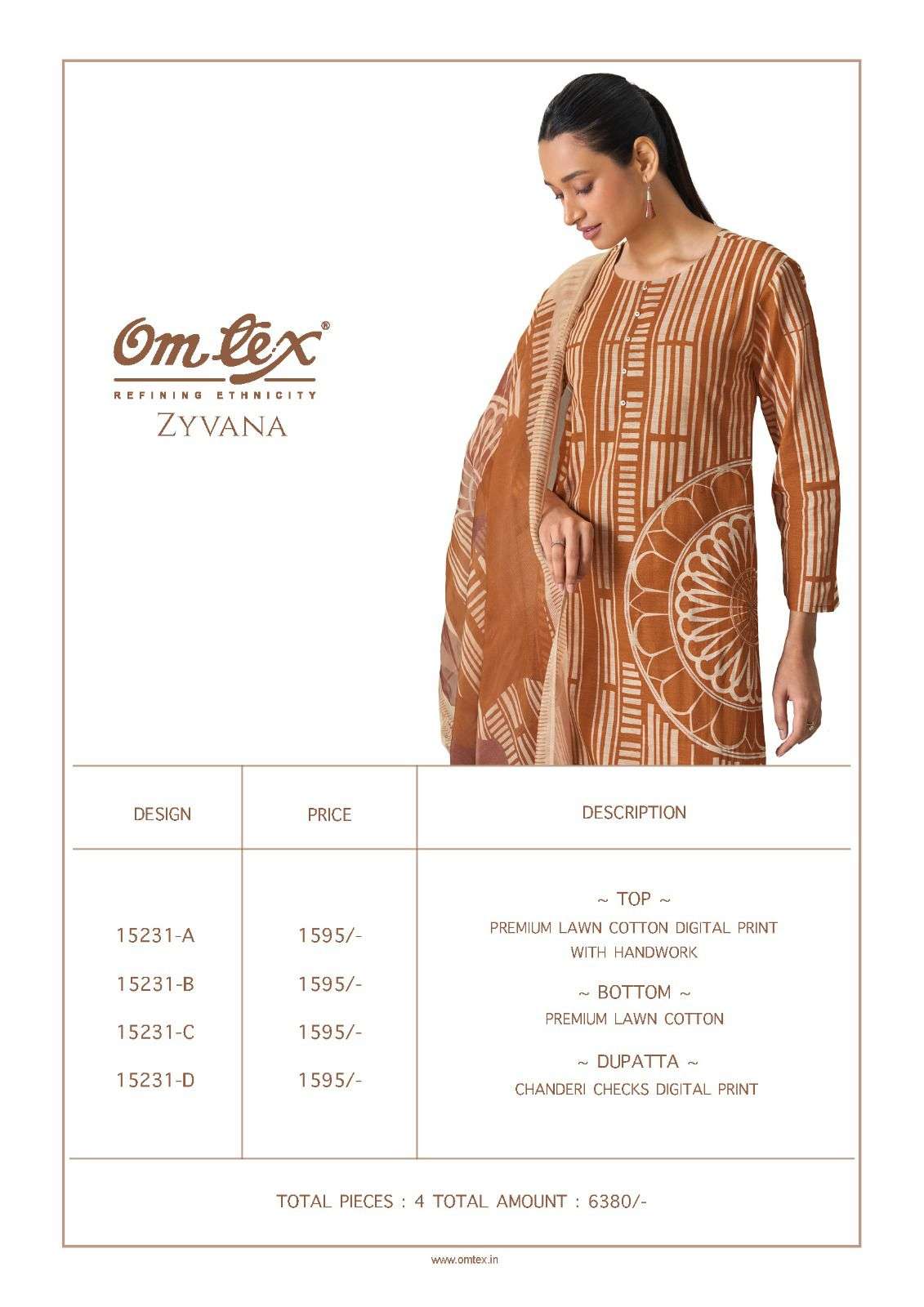 Omtex Zyvana Premium Lawn Cotton Dress Material - Amrah Wholesale