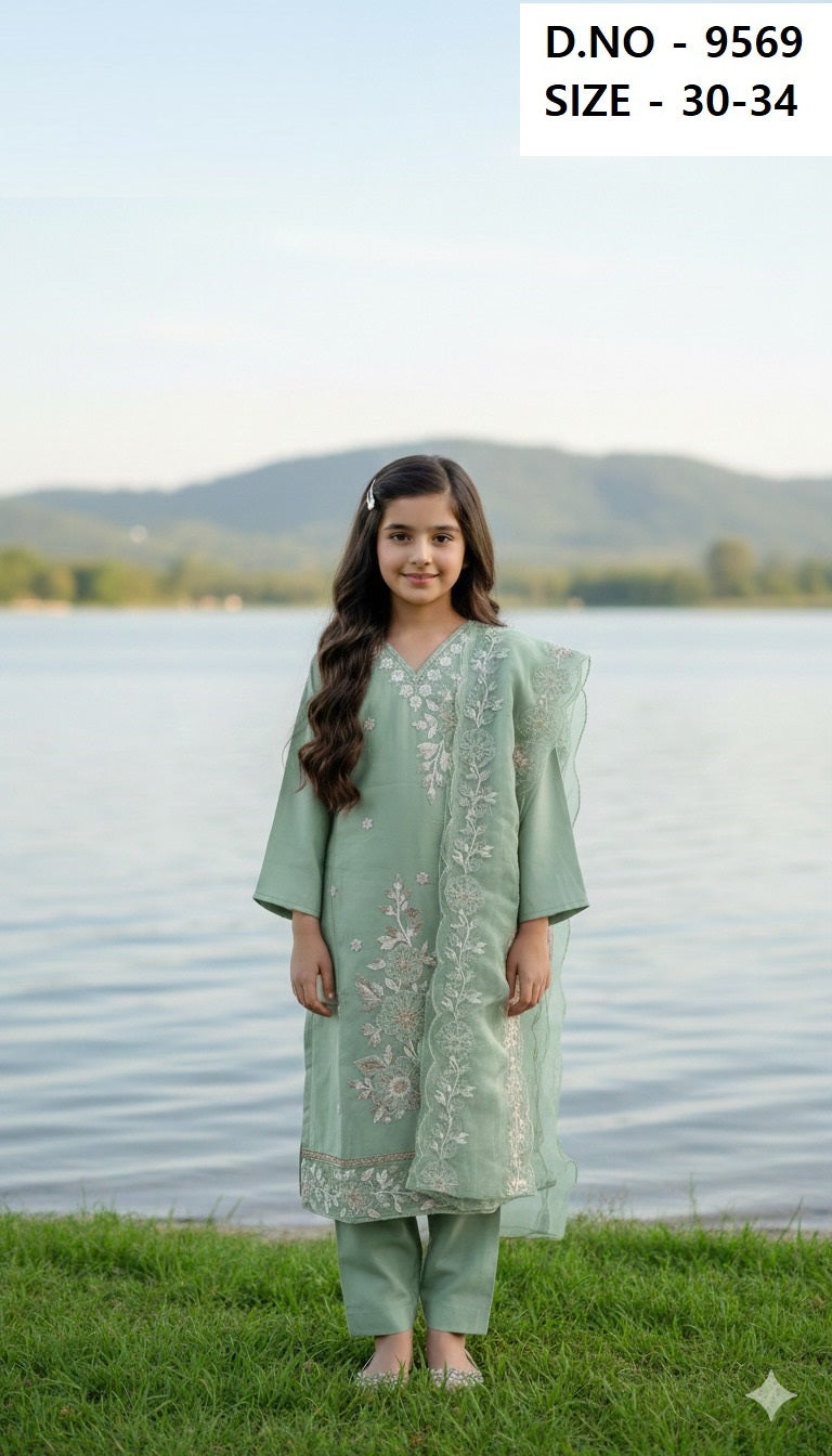 Organza Dupatta Work Kurti Set Vol 1
