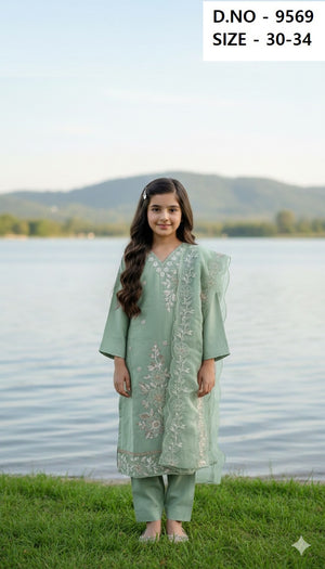 Organza Dupatta Work Kurti Set Vol 1