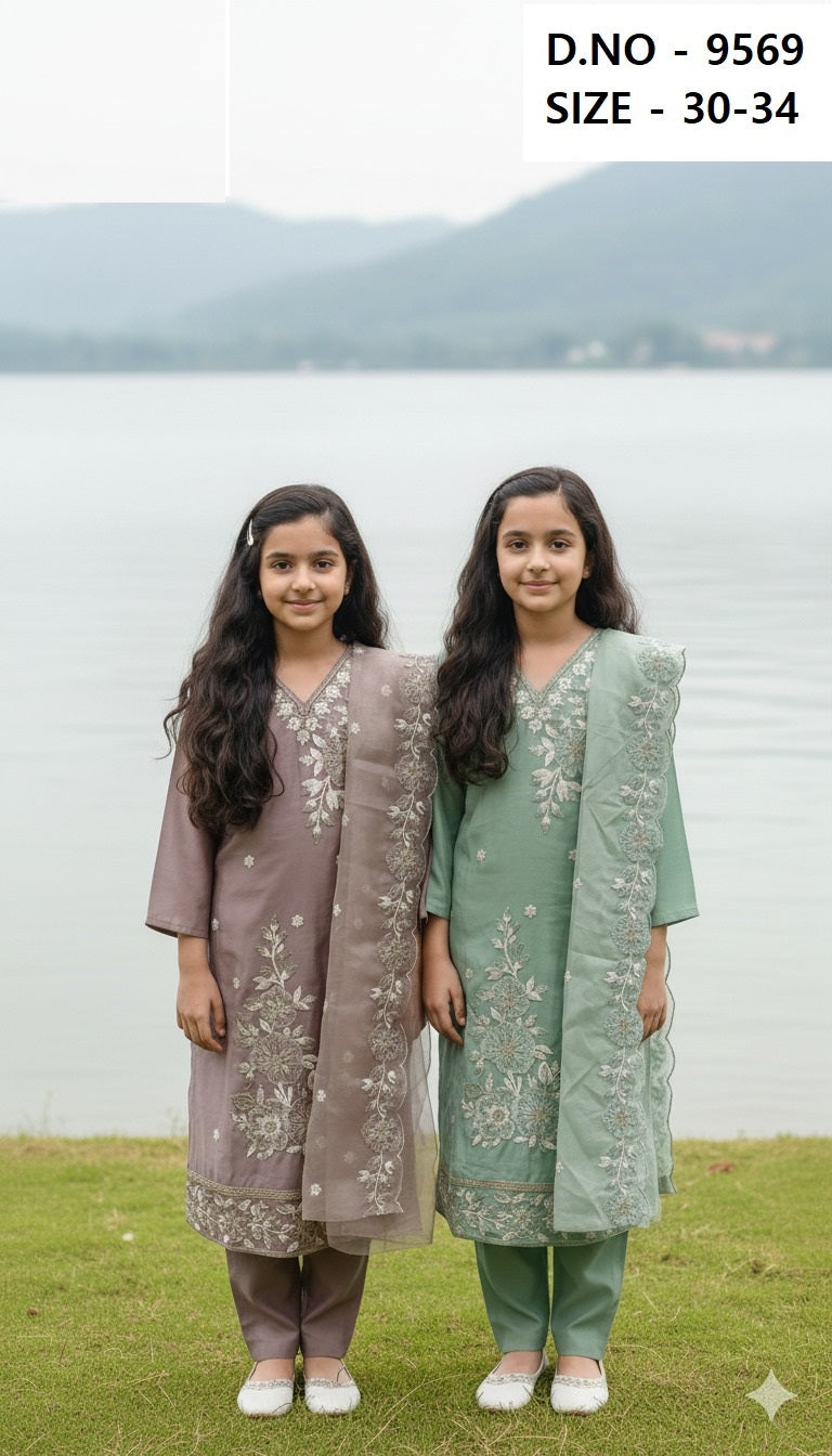 Organza Dupatta Work Kurti Set Vol 1