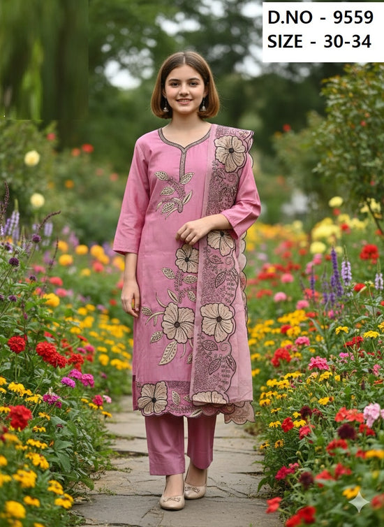 Organza Dupatta Work Kurti Set 9559