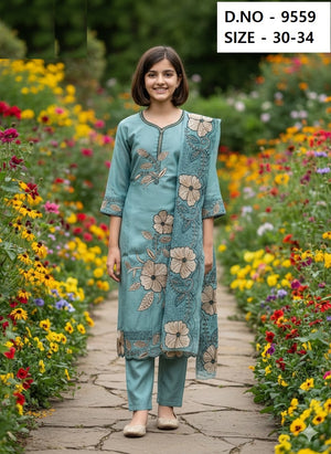 Organza Dupatta Work Kurti Set 9559