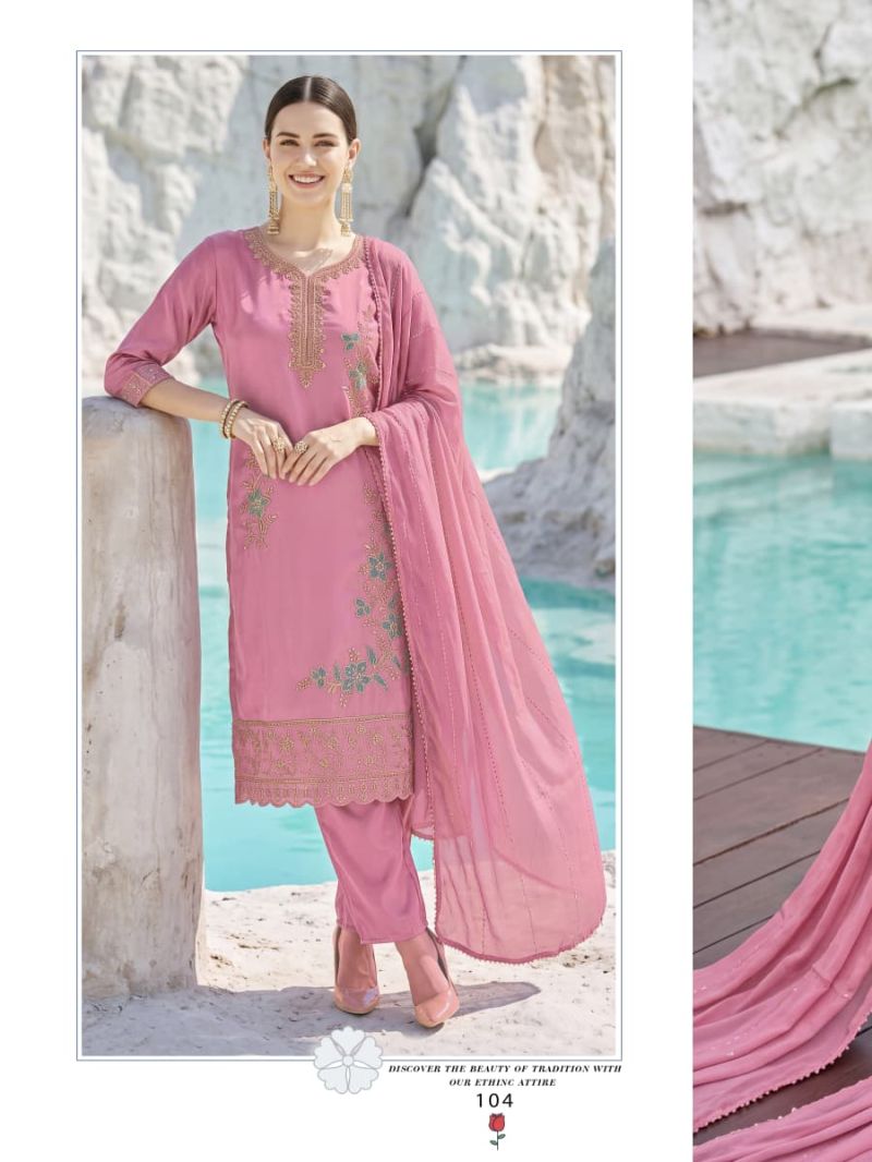 Ossm Gulnaaz Vol 1 Viscose Roman Glass Embroidered Kurti Set