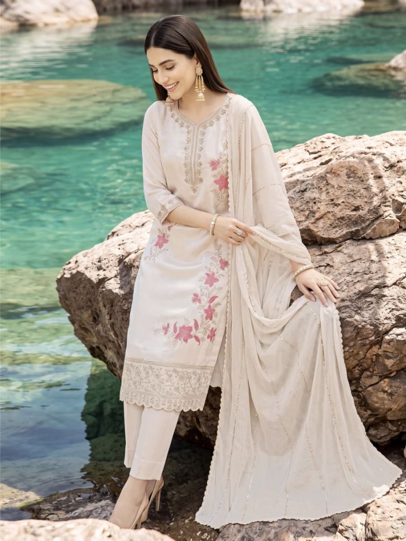 Ossm Gulnaaz Vol 1 Viscose Roman Glass Embroidered Kurti Set