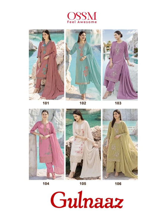 Ossm Gulnaaz Vol 1 Viscose Roman Glass Embroidered Kurti Set