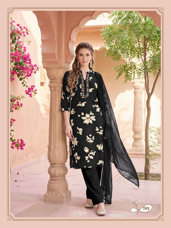 Ossm Mahima Vol 2 Rayon Embroidered Kurti Pant Dupatta Set