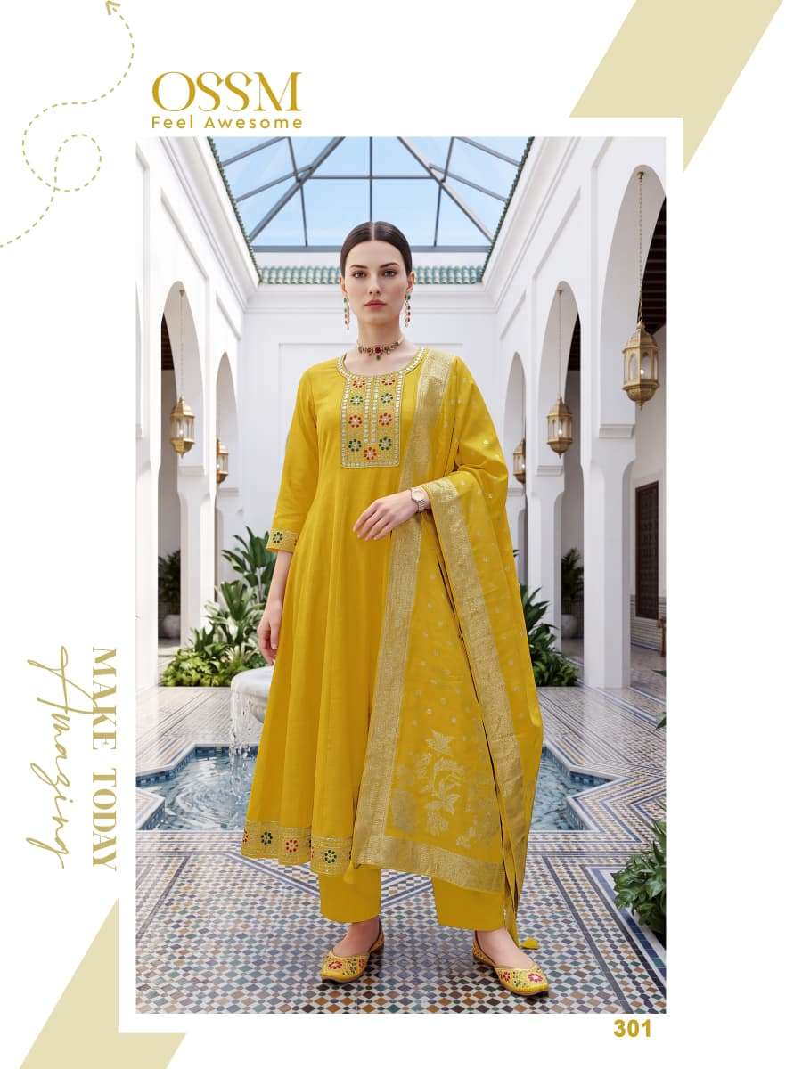 OSSM Resham Vol-3 Roman Silk Embroidery Stitched Dress Set - Amrah Wholesale