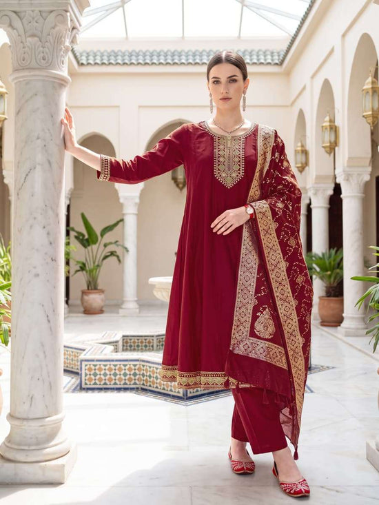 OSSM Resham Vol-3 Roman Silk Embroidery Stitched Dress Set - Amrah Wholesale