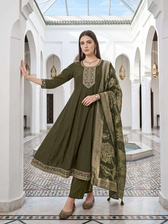 OSSM Resham Vol-3 Roman Silk Embroidery Stitched Dress Set - Amrah Wholesale