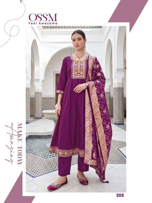 OSSM Resham Vol-3 Roman Silk Embroidery Stitched Dress Set