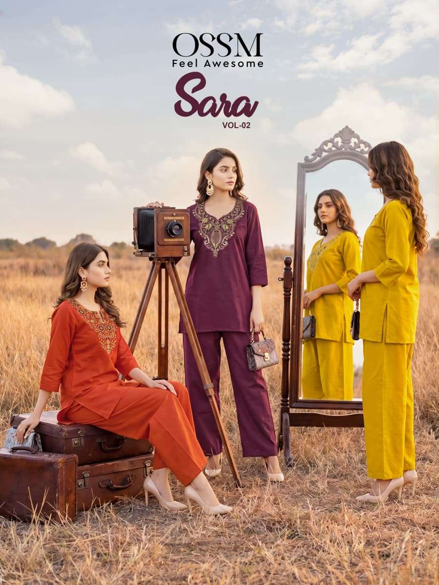 Ossm Sara Vol 2 Premium Dhabu Cotton Embroidered Co Ord Set