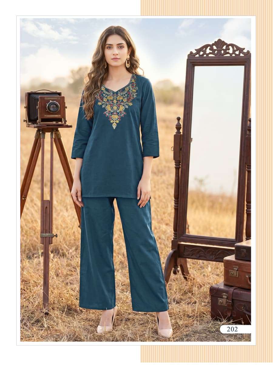 Ossm Sara Vol 2 Premium Dhabu Cotton Embroidered Co Ord Set