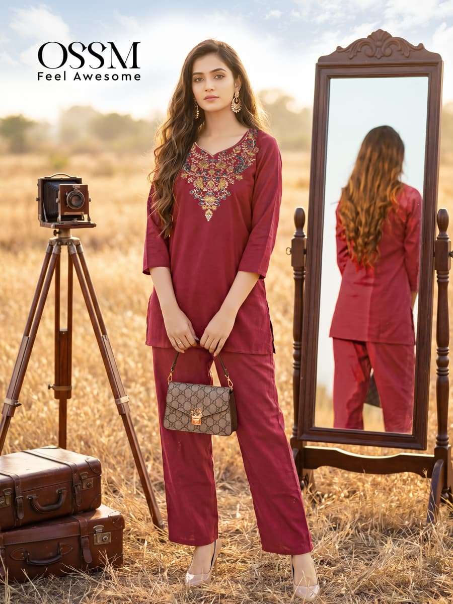 Ossm Sara Vol 2 Premium Dhabu Cotton Embroidered Co Ord Set