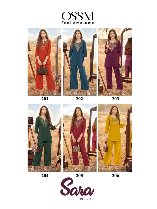 Ossm Sara Vol 2 Premium Dhabu Cotton Embroidered Co Ord Set
