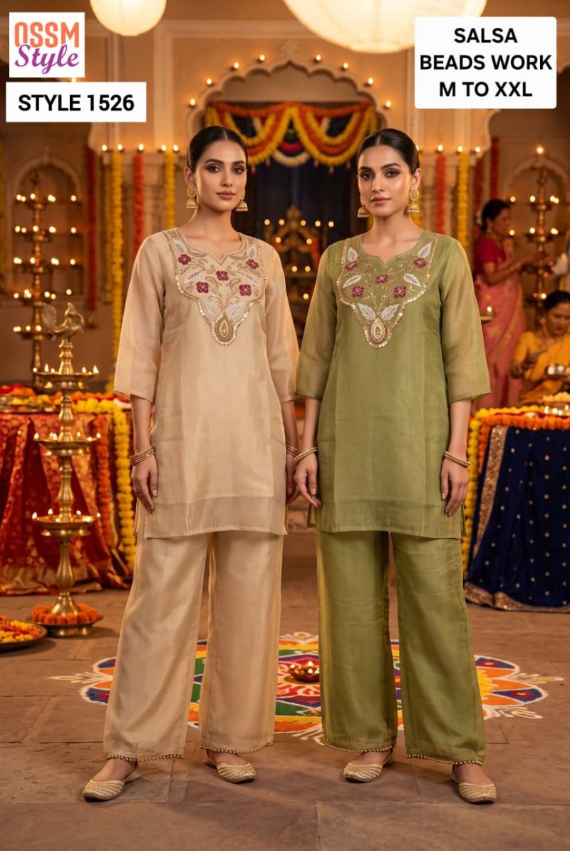 Ossm Style 1526 Salsa Beads Work Heavy Co-Ord Set Collection