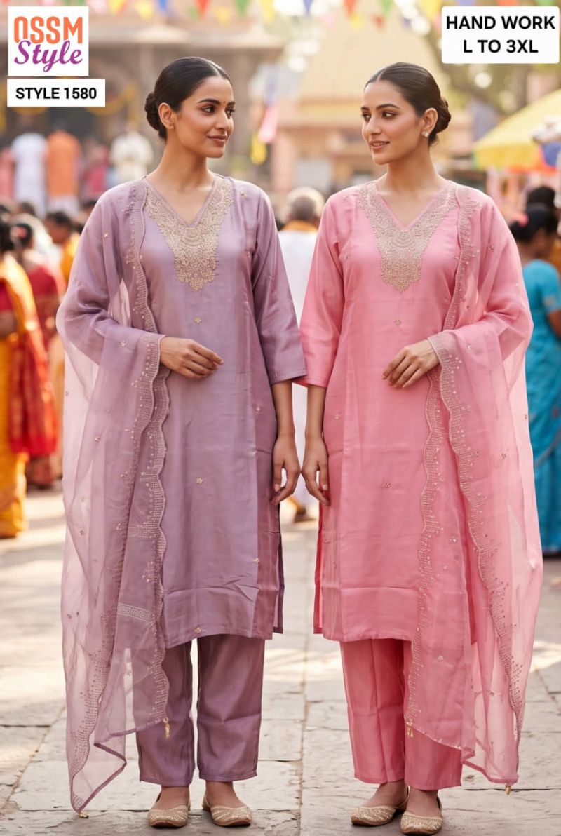 Ossm Style 1580 Viscose Kurti Pant Dupatta Set
