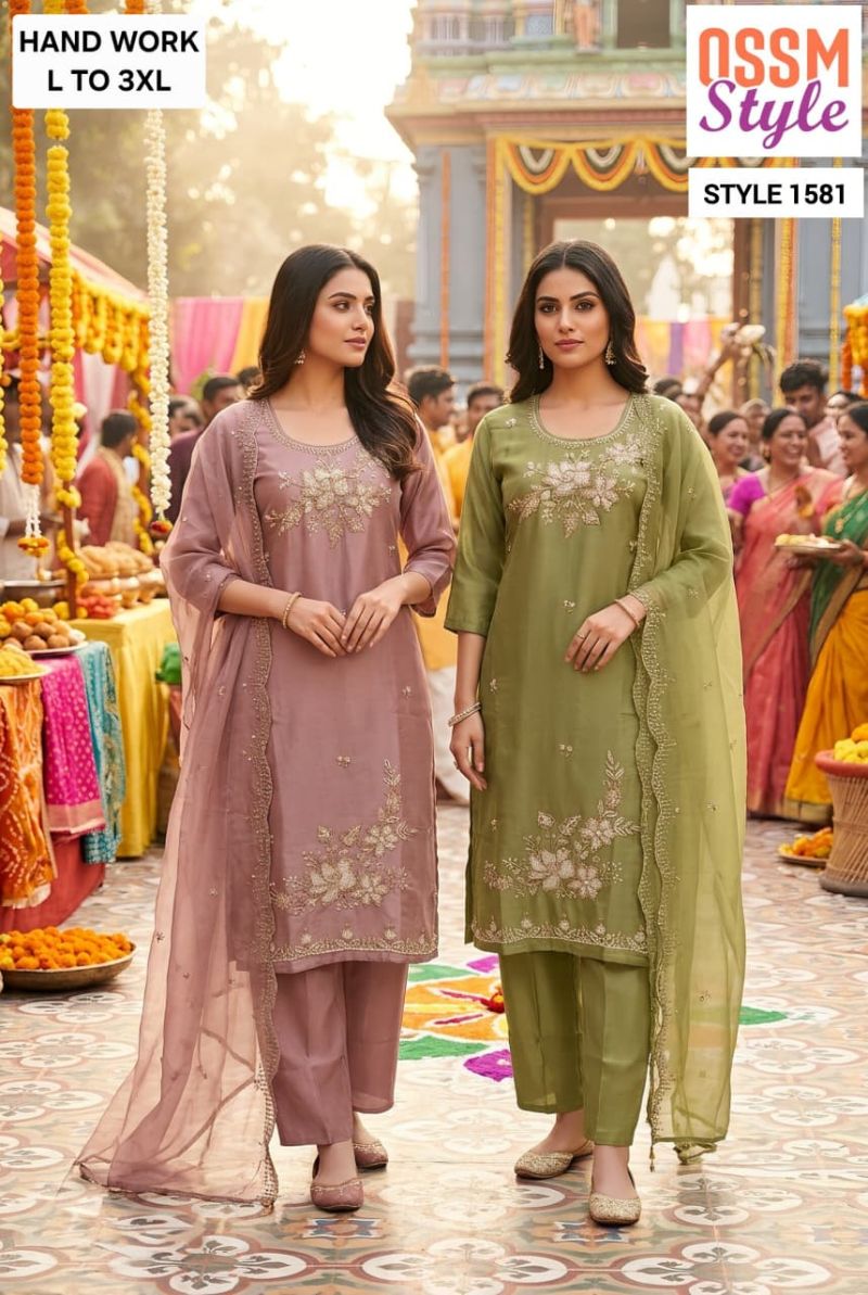 Ossm Style 1581 Viscose Kurti Pant Dupatta Set