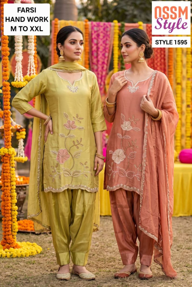 OSSM STYLE 1595 Viscose Roman Glass Farshi Salwar Suit
